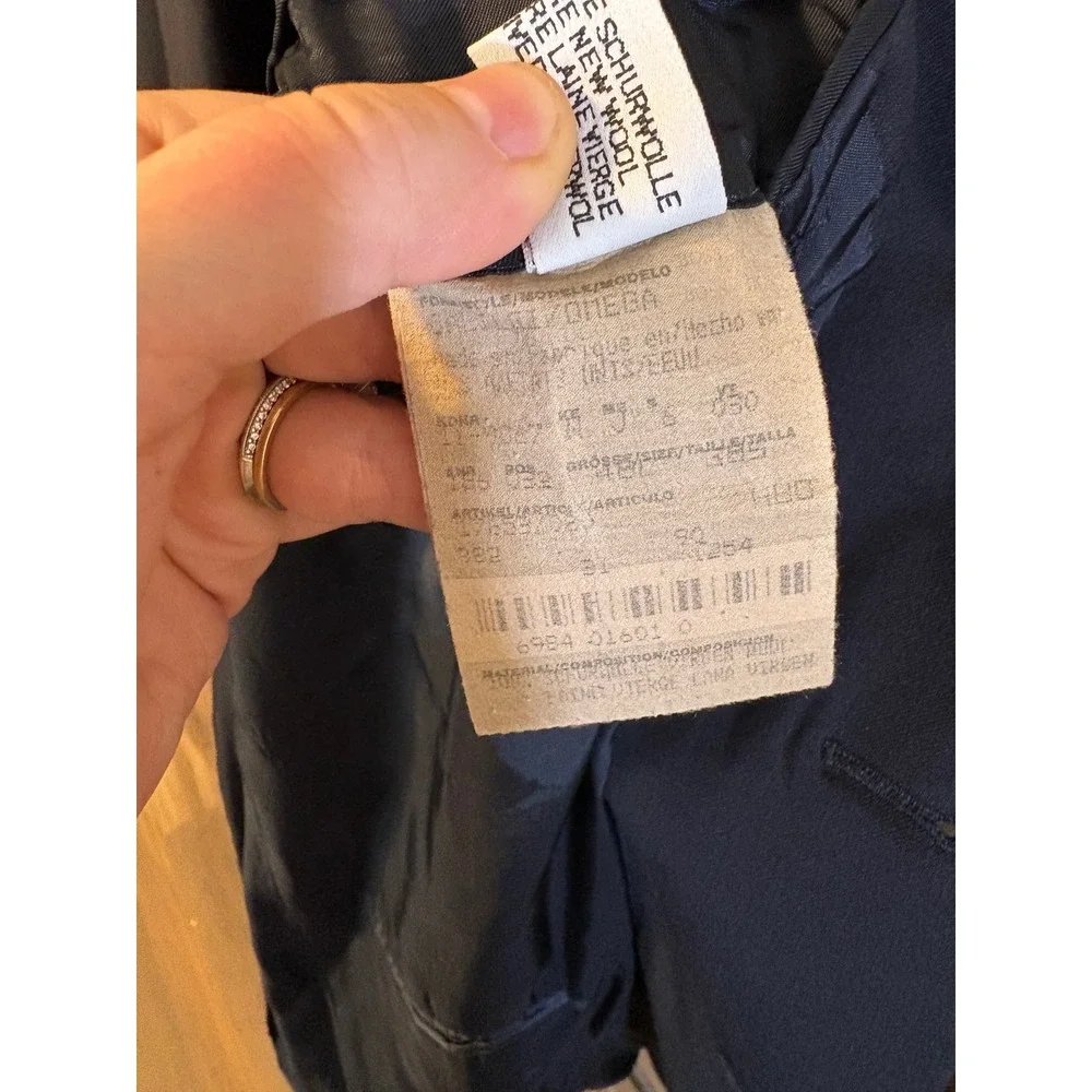 Hugo Boss 48L Navy Wool Sport Coat Blazer Made in USA Saks Fifth Avenue